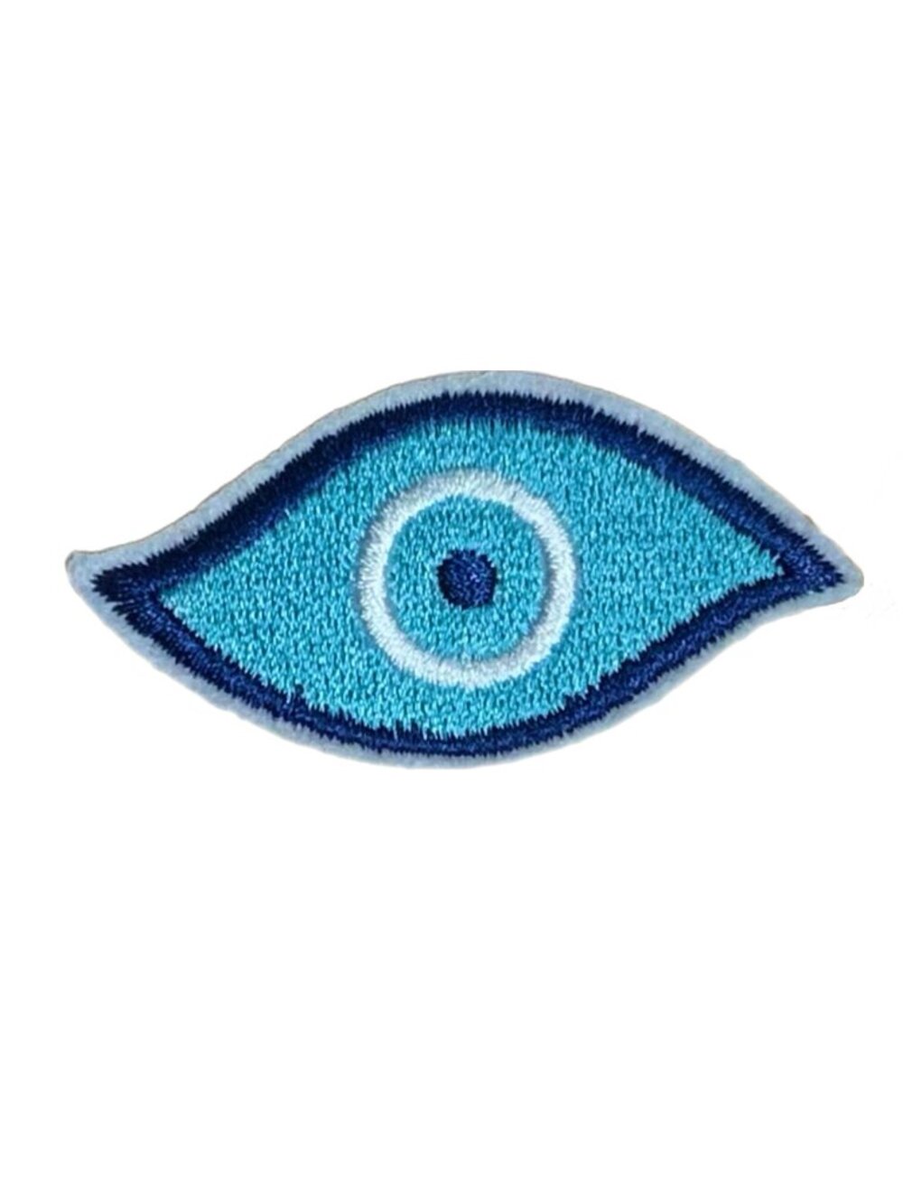 Swirl Evil Eye Embroidered Iron On Patch Blue White Black